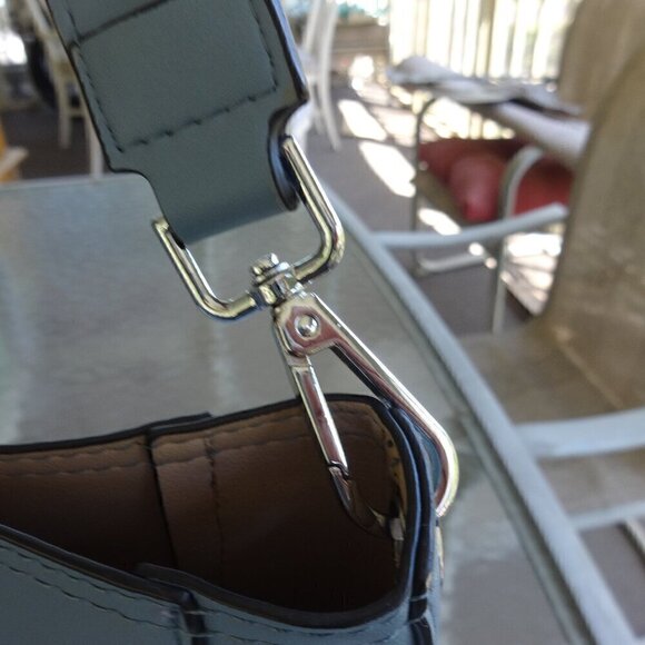 Bromen vegan  leather shoulder bag, blue ,snap closure, bottom feet studs ,NWOT - Picture 11 of 16